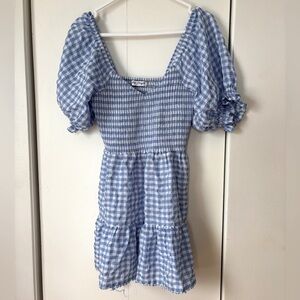 🎉4/30$🎉 Salty Bright Gingham Puff Sleeve Mini Dress - Size M